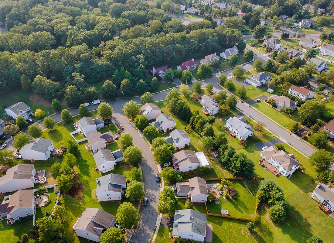Lima, OH - Aerial View of a Small Town in Countryside Cleveland Ohio on a Sunny Day